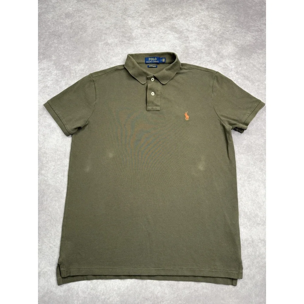 Polo‎ Ralph Lauren Polo Shirt Mens Medium Custom Slim Fit Embroidered Pony